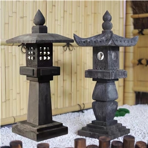 Black Basalt Garden Lamps Asian Style