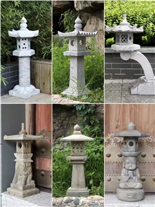 Black Basalt Garden Lamps Asian Style