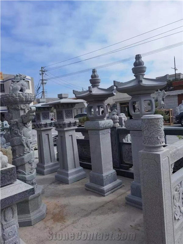 Black Granite Flamed Outdoor Lanters For Villa Garden