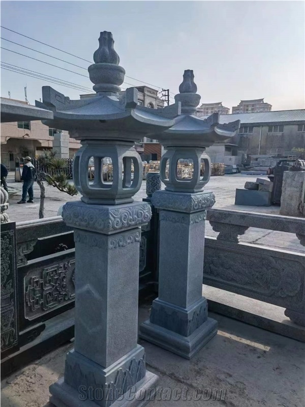 Black Granite Flamed Outdoor Lanters For Villa Garden