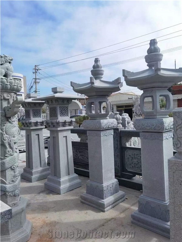 Black Granite Flamed Outdoor Lanters For Villa Garden