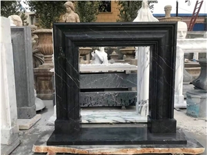 Black Marquina Marble Fireplace Interior Villa Decor
