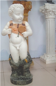 Garden Decoration Marble Peeing Child For Landscaping