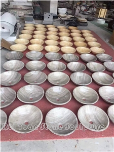 Honey Onyx Round Basin, Beige Sink For Apartment Bathroom