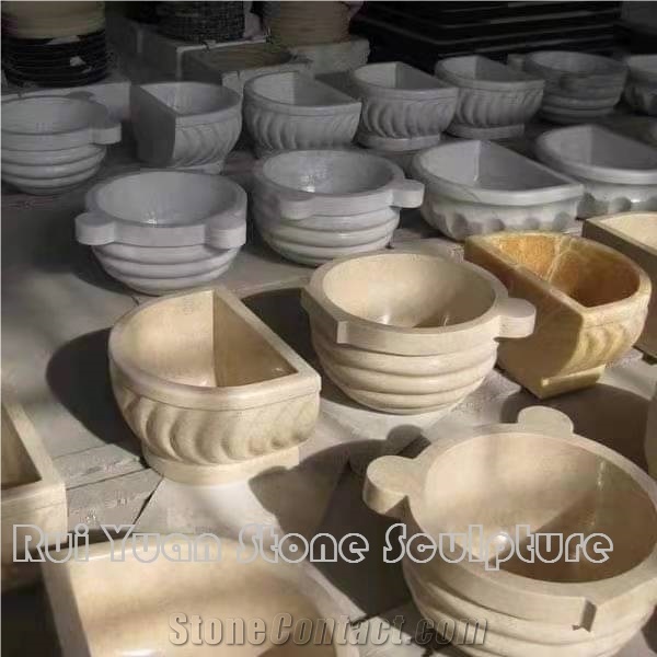 Honey Onyx Round Basin, Beige Sink For Apartment Bathroom