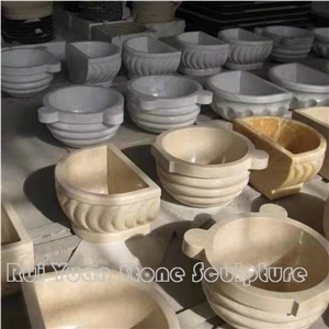 Honey Onyx Round Basin, Beige Sink For Apartment Bathroom