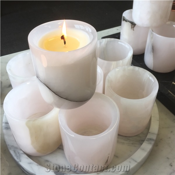 Natural Onyx Candle Jars, Hotel Bathroom Aromatherapy