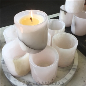 Natural Onyx Candle Jars, Hotel Bathroom Aromatherapy