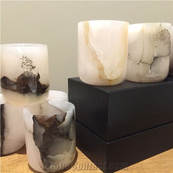 Natural Onyx Candle Jars, Hotel Bathroom Aromatherapy