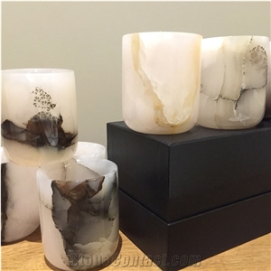 Natural Onyx Candle Jars, Hotel Bathroom Aromatherapy