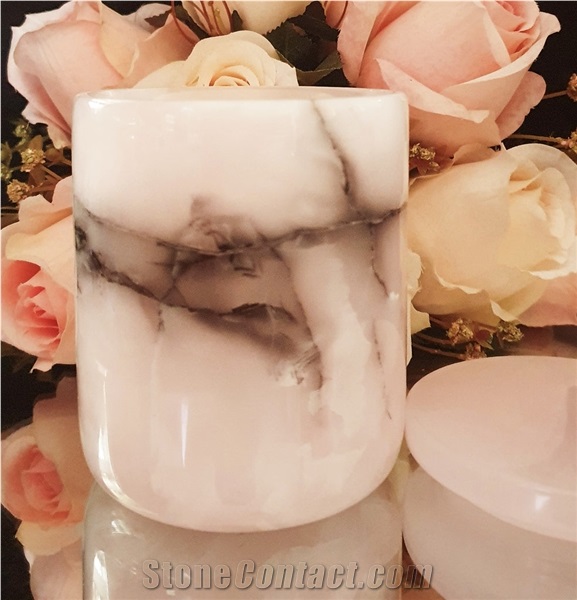 Natural Onyx Candle Jars, Hotel Bathroom Aromatherapy