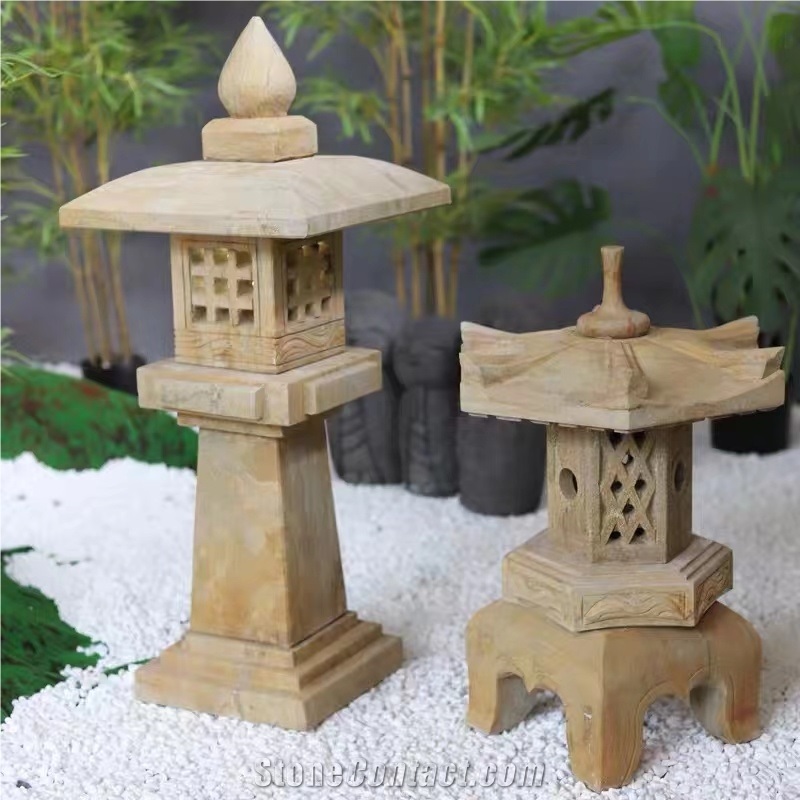Rust Granite Asian Style Garden Traditional Lamps