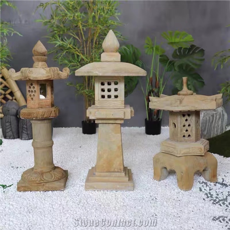 Rust Granite Asian Style Garden Traditional Lamps