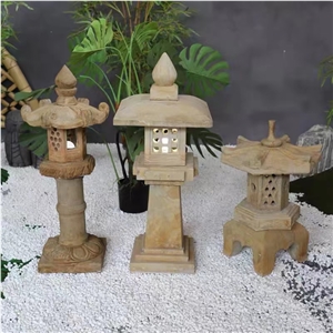 Rust Granite Asian Style Garden Traditional Lamps