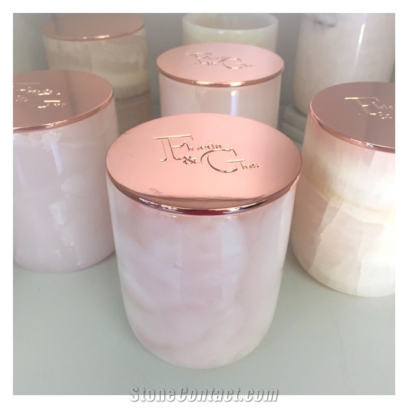 Wholesale Stone Candle Jars With Tray For Hotel Project
