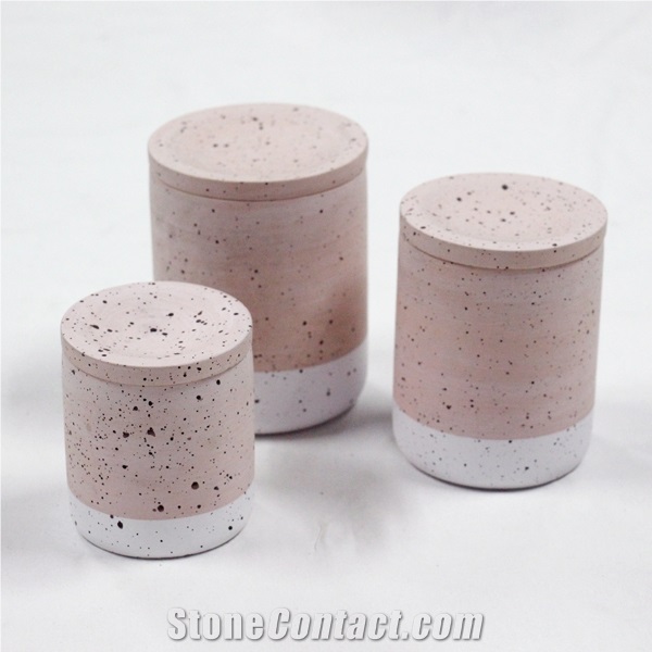 Wholesale Stone Candle Jars With Tray For Hotel Project