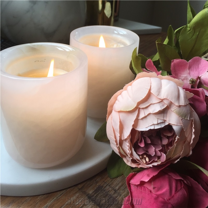 Wholesale Stone Candle Jars With Tray For Hotel Project
