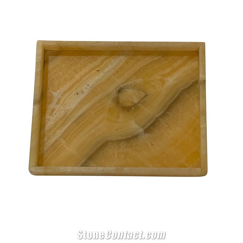 Wooden Vein Onyx Hotel Serving Plate For Towel & Cups