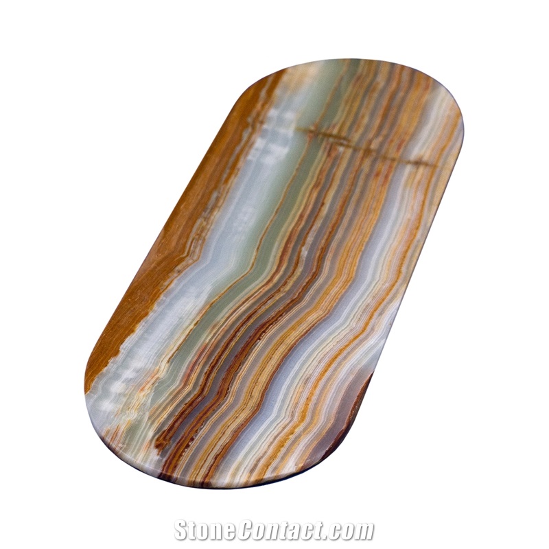 Wooden Vein Onyx Hotel Serving Plate For Towel & Cups