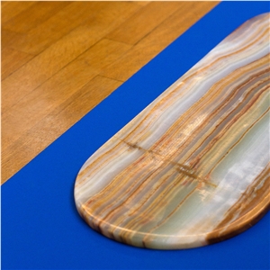 Wooden Vein Onyx Hotel Serving Plate For Towel & Cups