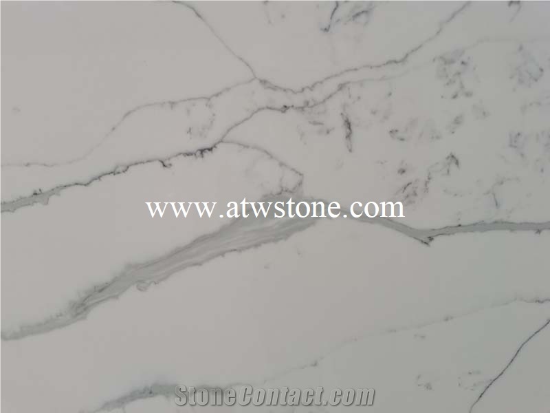 Artificial Calacatta Marble Look Quartz Slabs