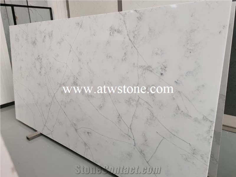 White Marble Vein Quartz Stone VQ8634