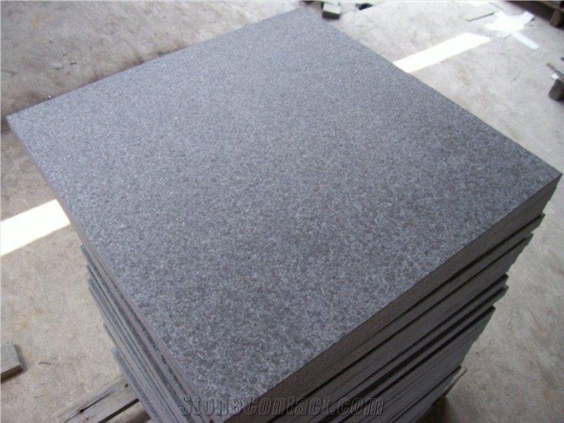 G684 Black Basalt Flamed Basalt Tiles, Basalt Slabs
