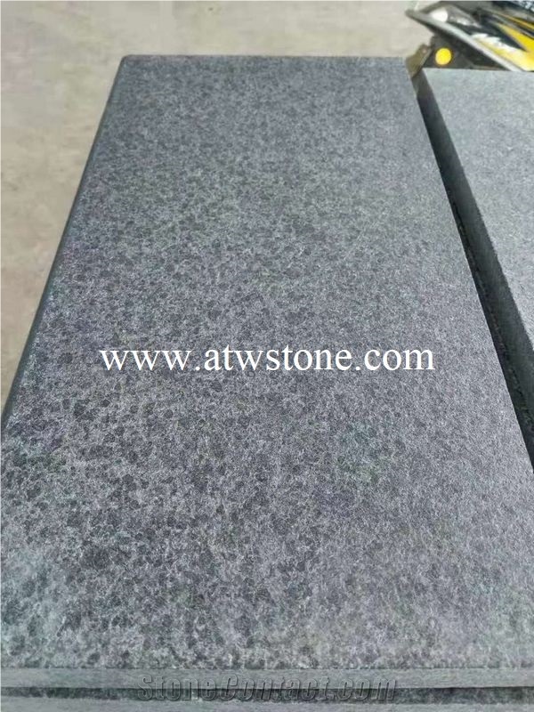 G684 Black Basalt Flamed Basalt Tiles, Basalt Slabs