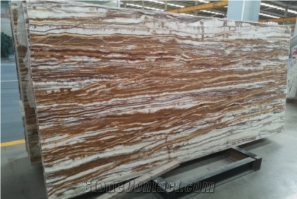 Bright Colors Gloden Silk Onyx Polished Slab