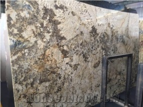 Delicate Color Golden Tang Polished Granite Slab