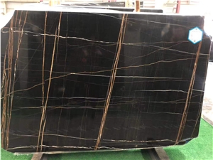Quality Primacy Lauren Black Gold Marble Slab