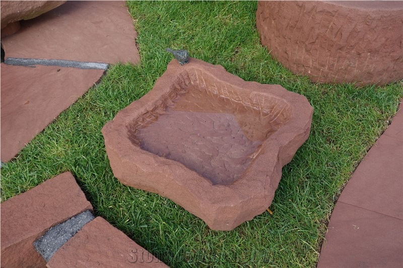 Hand Split Bush Hammered Flower Pot In Garden Planter