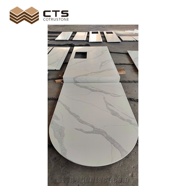 Cheap Price Calacatta Style White Quartz Countertop Design