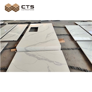 Cheap Price Calacatta Style White Quartz Countertop Design