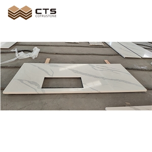 Cheap Price Calacatta Style White Quartz Countertop Design