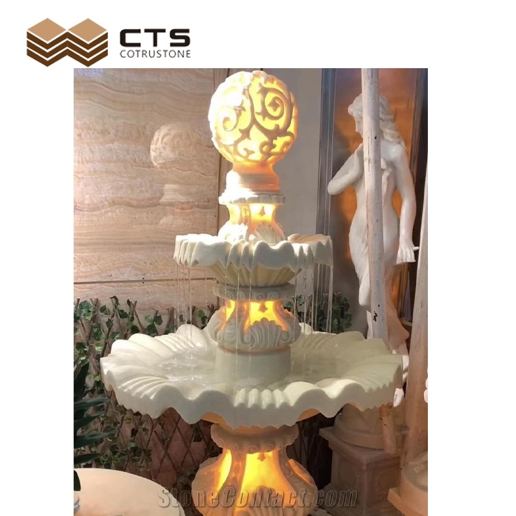 New Outside Garden Decor Carving White High Quality Artificial Stone Fountain