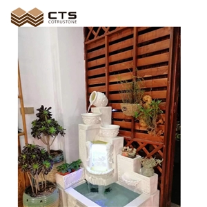 New Outside Garden Decor Carving White High Quality Artificial Stone Fountain