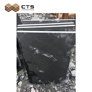 Custom Flat Wall Machine Cut Surface Cheap Black Slate Tiles