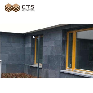 Custom Flat Wall Machine Cut Surface Cheap Black Slate Tiles