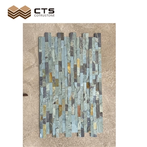 Custom Size Blue Slate Garden Decoration Exposed Wall Stone
