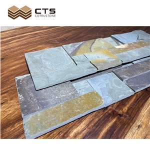 Custom Size Blue Slate Garden Decoration Exposed Wall Stone