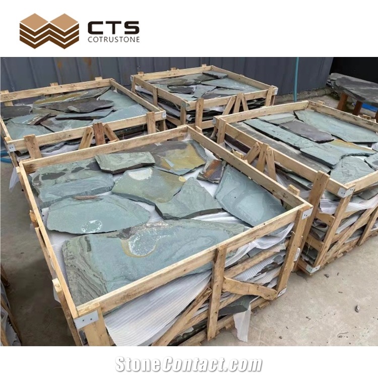 Custom Size Blue Slate Garden Decoration Exposed Wall Stone