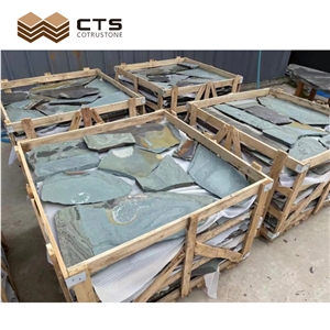 Custom Size Blue Slate Garden Decoration Exposed Wall Stone