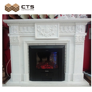 Factory Directly Supply Sculptured Indoor Marble Fireplace