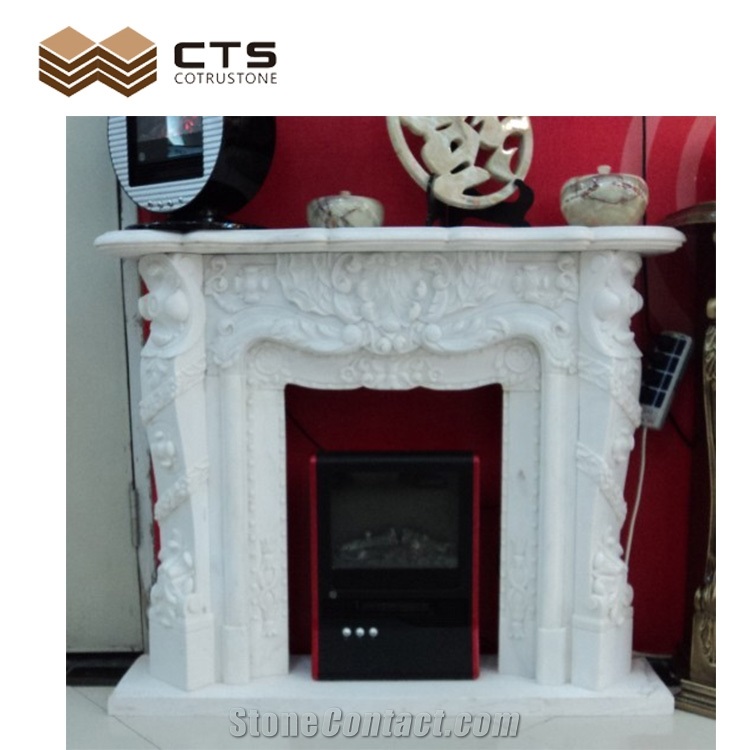 Factory Directly Supply Sculptured Indoor Marble Fireplace