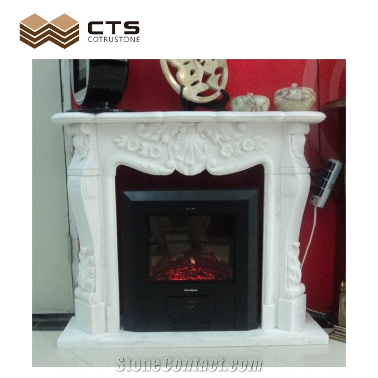 Factory Directly Supply Sculptured Indoor Marble Fireplace