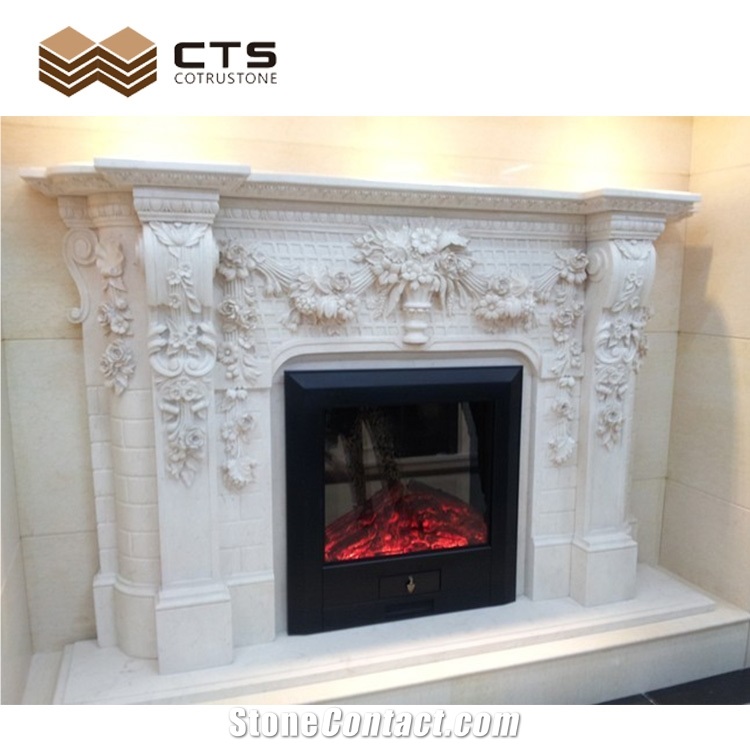 Factory Directly Supply Sculptured Indoor Marble Fireplace