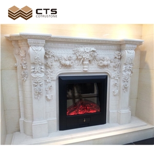 Factory Directly Supply Sculptured Indoor Marble Fireplace