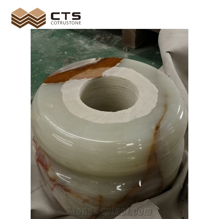 Fancy Style Jade Green Onyx Interior Column Base Design