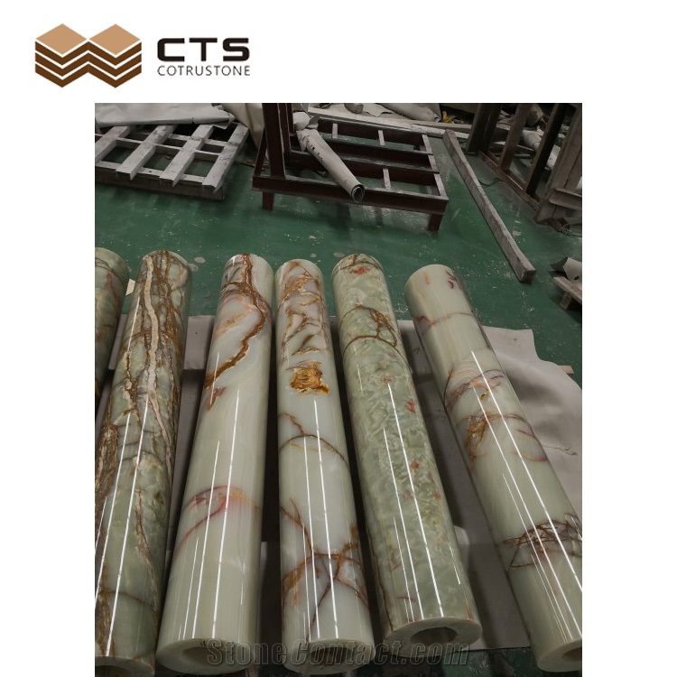 Fancy Style Jade Green Onyx Interior Column Base Design